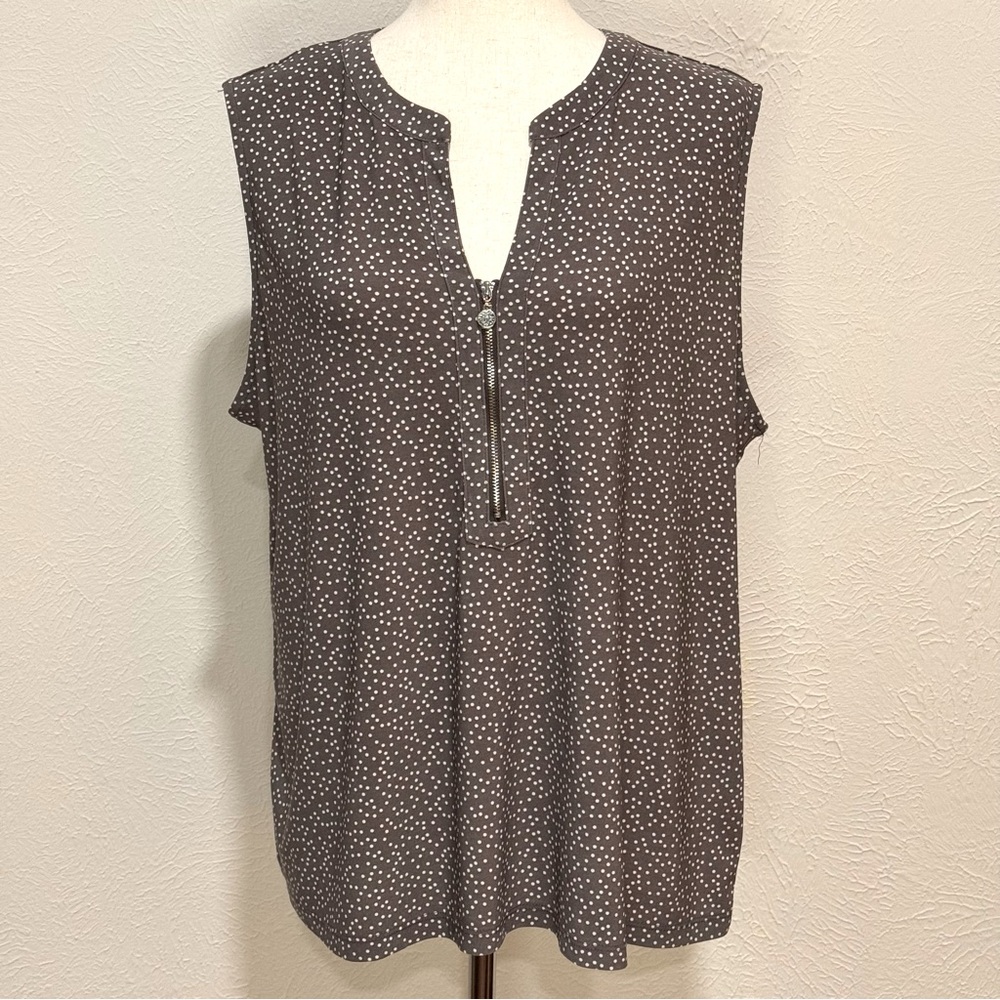 Anne Klein Gray Polka Dot Sleeveless Top Size XL